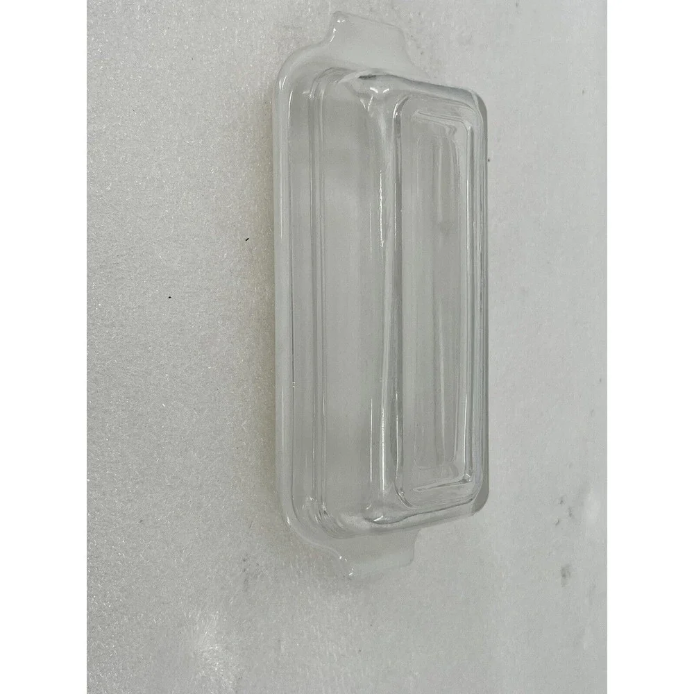 Vintage Fire King OVEN WARE Milk Glass Butter Dish w/Clear Cover